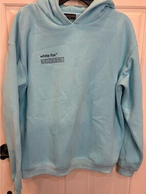White Fox Women's Hoodie Blue, Size S/M With Motivational Quote
